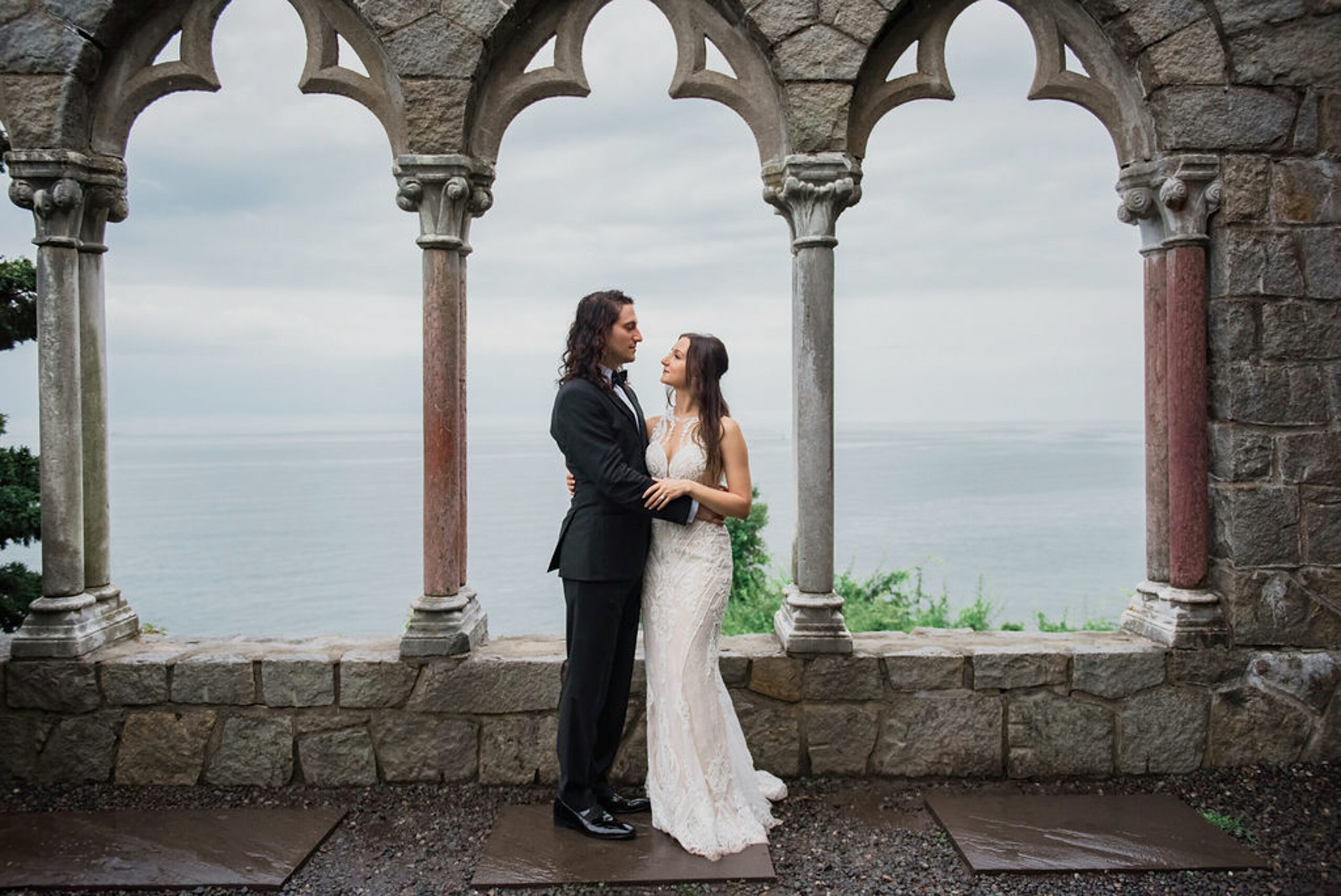 hammond castle fall wedding for gothic couple in a castle and ocean view