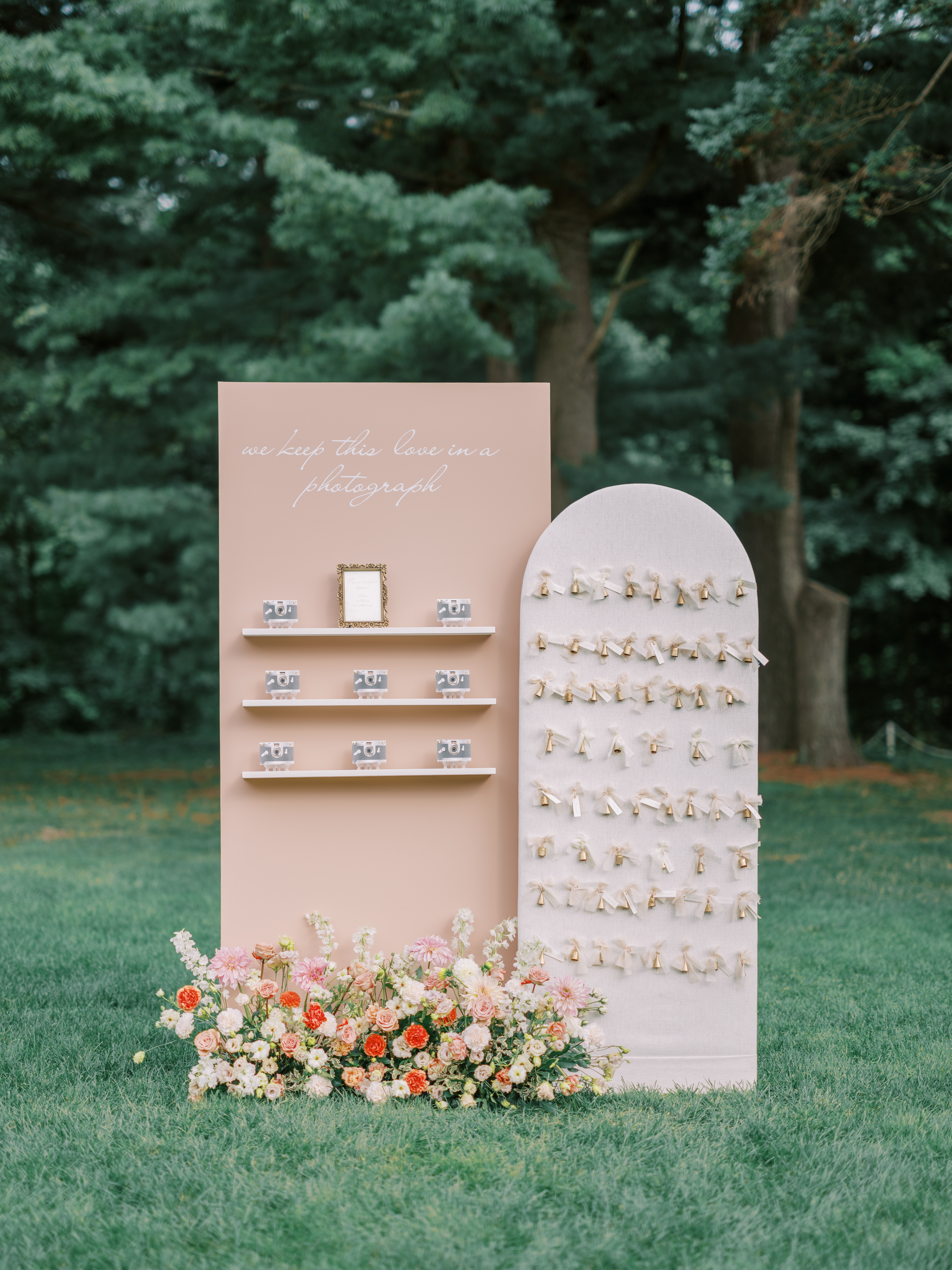 our wedding featured on the knot at wadsworth mansion with custom built seating chart wall